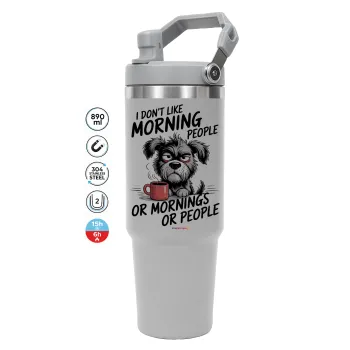 I Don't Like Morning People..., GREY color, 890ml (30oz) stainless Steel Tumbler with Handle