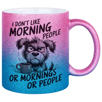 I Don't Like Morning People..., Κούπα Χρυσή/Μπλε Glitter, κεραμική, 330ml