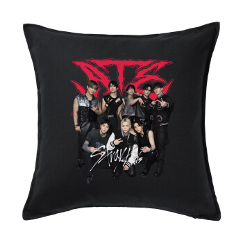 Stray Kids k-pop band, Μαξιλάρι καναπέ Μαύρο 100% βαμβάκι, περιέχεται το γέμισμα (50x50cm)