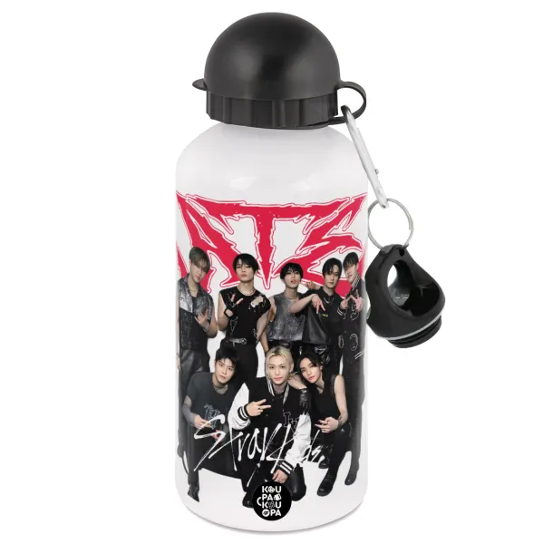 Stray Kids k-pop band — Μεταλλικό παγούρι νερού, Λευκό, αλουμινίου 500ml