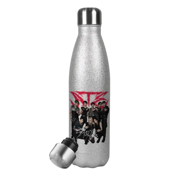 Stray Kids k-pop band — Glitter Aσημένιο (500ml)