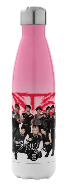 Stray Kids k-pop band — Metal mug thermos Pink/White (Stainless steel), double wall, 500ml