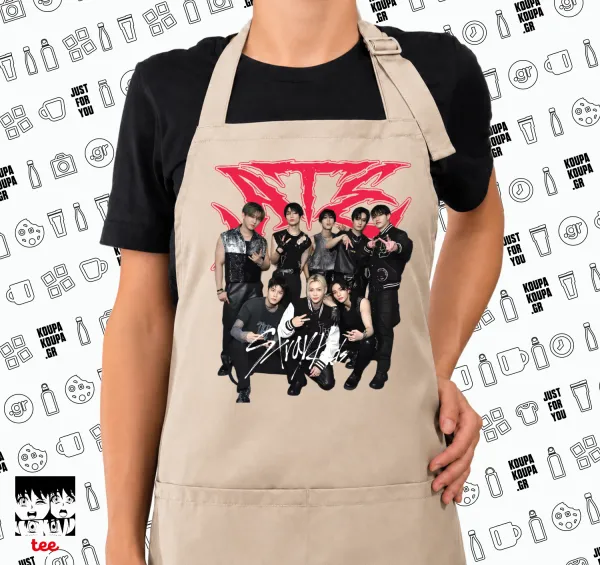 Stray Kids k-pop band — SAND Ποδιά μαγειρικής μακριά Σεφ ολόσωμη με τσέπες (ΕΝΗΛΙΚΩΝ, SAND, ONE SIZE)