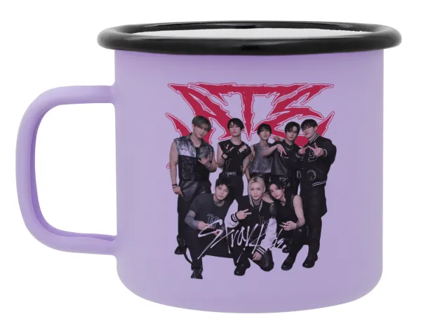 Stray Kids k-pop band — Metal enamel mug, matte light pastel purple, 360ml