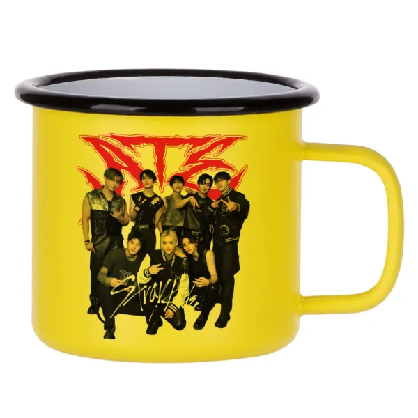 Stray Kids k-pop band — Κούπα Μεταλλική εμαγιέ ΜΑΤ Κίτρινη 360ml