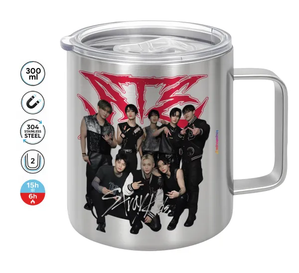 Stray Kids k-pop band — Double-walled stainless steel mug 300ml with temperature-retaining lid
