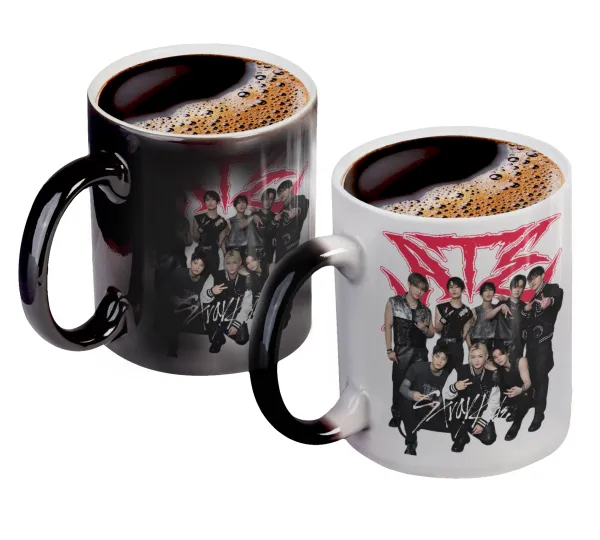 Stray Kids k-pop band — Color changing magic Mug, ceramic, 330ml when adding hot liquid inside, the black colour desappears (1 pcs)