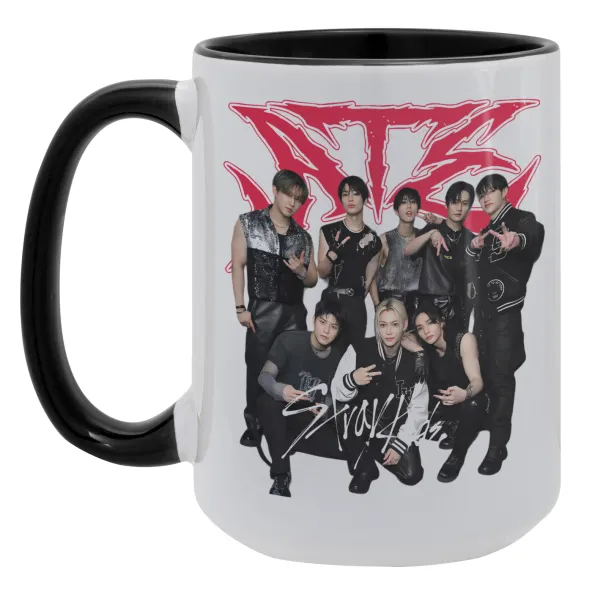 Stray Kids k-pop band — Mega mug 15oz, black ceramic, 450ml