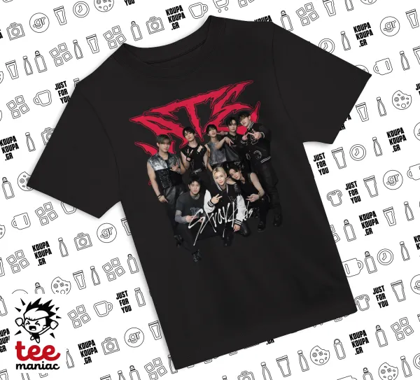 Stray Kids k-pop band — ΜΑΥΡΟ Άνετο παιδικό T-Shirt από 100% βαμβάκι, για κάθε μέρα. Vegan & OEKO-TEX πιστοποιημένο.