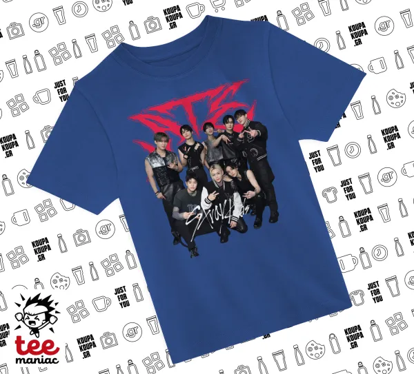 Stray Kids k-pop band — ΜΠΛΕ Παιδικό T-Shirt από 100% βαμβάκι, για κάθε μέρα. Vegan & OEKO-TEX πιστοποιημένο.