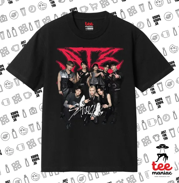 Stray Kids k-pop band — ΜΑΥΡΟ Κλασικό T-Shirt, διπλής ραφής, χωρίς πλευρικές ραφές από 100% βαμβάκι. Vegan & OEKO-TEX πιστοποιημένο.