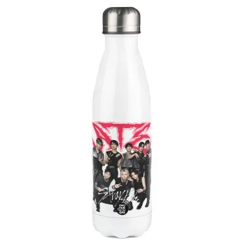 Stray Kids k-pop band, Metal mug thermos White (Stainless steel), double wall, 500ml