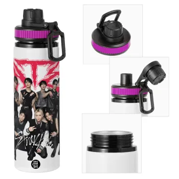 Stray Kids k-pop band, Μεταλλικό παγούρι νερού με καπάκι ασφαλείας, αλουμινίου 850ml
