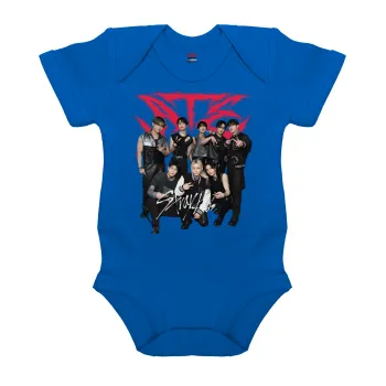 Stray Kids k-pop band, Βρεφικό φορμάκι μωρού, Μπλε Κοβαλτίου, 100% Organic Cotton, κοντομάνικο