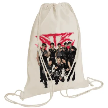 Stray Kids k-pop band, Τσάντα πλάτης πουγκί GYMBAG natural (28x40cm)