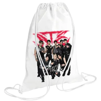 Stray Kids k-pop band, Backpack pouch GYMBAG white (28x40cm)