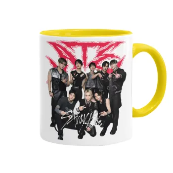 Stray Kids k-pop band, Κούπα χρωματιστή κίτρινη, κεραμική, 330ml