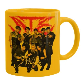 Stray Kids k-pop band, Κούπα, κεραμική κίτρινη, 330ml