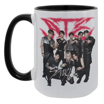 Stray Kids k-pop band, Κούπα Mega 15oz, κεραμική Μαύρη, 450ml
