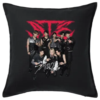 Stray Kids k-pop band, Μαξιλάρι καναπέ Μαύρο 100% βαμβάκι, περιέχεται το γέμισμα (50x50cm)