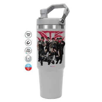 Stray Kids k-pop band, GREY color, 890ml (30oz) stainless Steel Tumbler with Handle