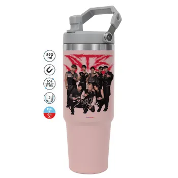 Stray Kids k-pop band, Pink color, 890ml (30oz) stainless Steel Tumbler with Handle