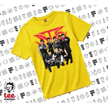 Stray Kids k-pop band, yellow childrens T-Shirt made of 100% cotton, for every day. Vegan & OEKO-TEX certified.