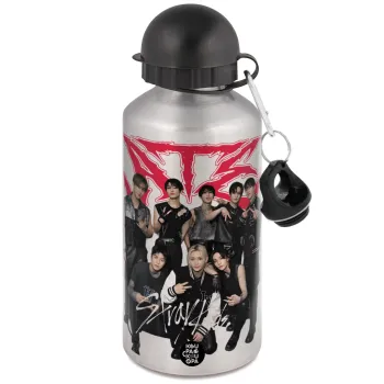 Stray Kids k-pop band, Μεταλλικό παγούρι νερού, Ασημένιο, αλουμινίου 500ml