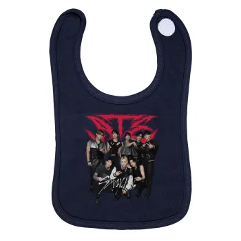 Stray Kids k-pop band, Σαλιάρα με Σκρατς 100% Organic Cotton Μπλε (0-18 months)