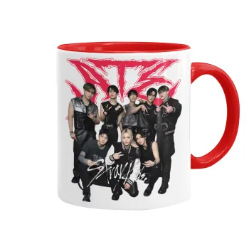 Stray Kids k-pop band, Κούπα χρωματιστή κόκκινη, κεραμική, 330ml