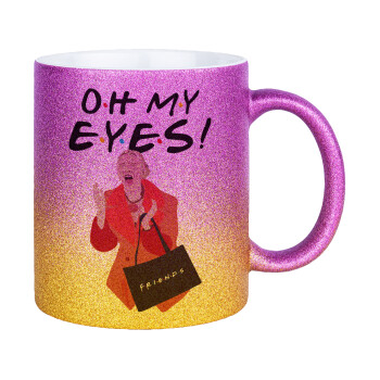 Friends,. oh my eyes Phoebe, Κούπα Χρυσή/Ροζ Glitter, κεραμική, 330ml