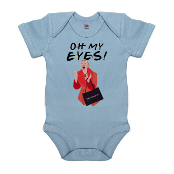 Friends,. oh my eyes Phoebe, Βρεφικό φορμάκι μωρού, 0-18 μηνών, Μπλε, 100% Organic Cotton, κοντομάνικο