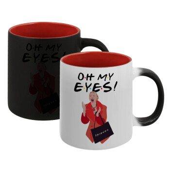 Friends,. oh my eyes Phoebe, Κούπα Μαγική εσωτερικό κόκκινο, κεραμική, 330ml που αλλάζει χρώμα με το ζεστό ρόφημα