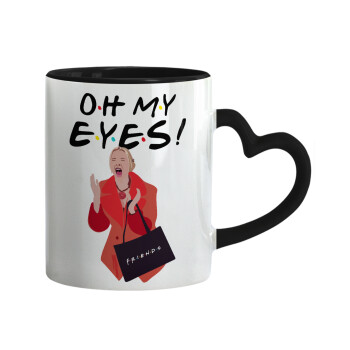 Friends,. oh my eyes Phoebe, Κούπα καρδιά χερούλι μαύρη, κεραμική, 330ml