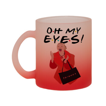 Friends,. oh my eyes Phoebe, Κούπα γυάλινη δίχρωμη με βάση το κόκκινο ματ, 330ml