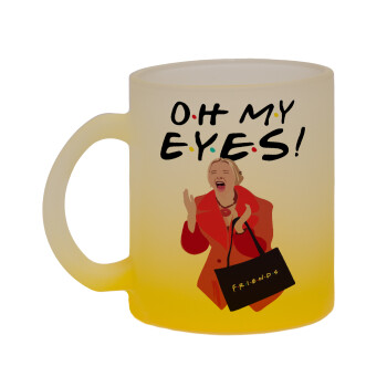 Friends,. oh my eyes Phoebe, Κούπα γυάλινη δίχρωμη με βάση το κίτρινο ματ, 330ml