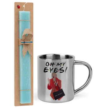 Friends,. oh my eyes Phoebe, Easter Set, metallic thermal cup (300ml) & aromatic flat Easter candle (30cm) (TURQUOISE)