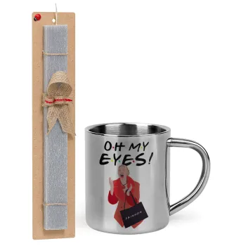 Friends,. oh my eyes Phoebe, Easter Set, metallic thermal cup (300ml) & Easter aromatic flat candle (30cm) (GRAY)