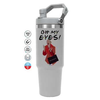 Friends,. oh my eyes Phoebe, GREY color, 890ml (30oz) stainless Steel Tumbler with Handle