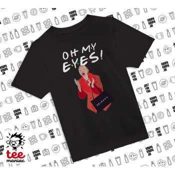 Friends,. oh my eyes Phoebe, Άνετο παιδικό T-Shirt ΜΑΥΡΟ από 100% βαμβάκι, για κάθε μέρα. Vegan & OEKO-TEX πιστοποιημένο.