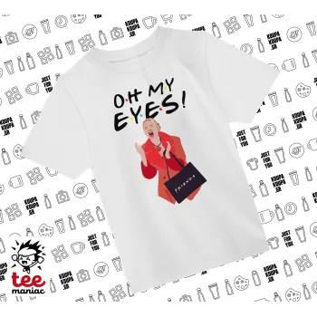 Friends,. oh my eyes Phoebe, Άνετο παιδικό T-Shirt ΛΕΥΚΟ από 100% βαμβάκι, για κάθε μέρα. Vegan & OEKO-TEX πιστοποιημένο.