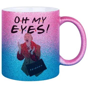 Friends,. oh my eyes Phoebe, Κούπα Χρυσή/Μπλε Glitter, κεραμική, 330ml