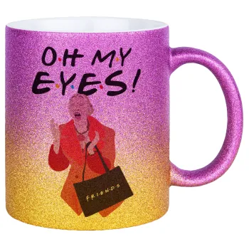 Friends,. oh my eyes Phoebe, Κούπα Χρυσή/Ροζ Glitter, κεραμική, 330ml