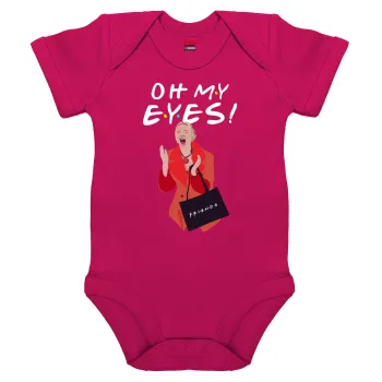 Friends,. oh my eyes Phoebe, Βρεφικό φορμάκι μωρού, 0-18 μηνών, ΡΟΖ, 100% Organic Cotton, κοντομάνικο