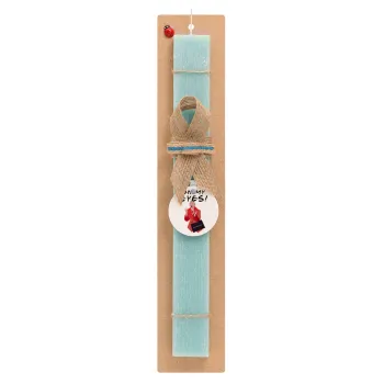 Friends,. oh my eyes Phoebe, Easter Set, wooden keychain & aromatic flat Easter candle (30cm) (TURQUOISE)