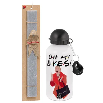 Friends,. oh my eyes Phoebe, Easter Set, metallic aluminum water bottle (500ml) & aromatic flat Easter candle (30cm) (GRAY)