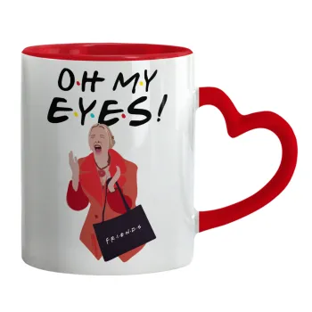 Friends,. oh my eyes Phoebe, Κούπα καρδιά χερούλι κόκκινη, κεραμική, 330ml