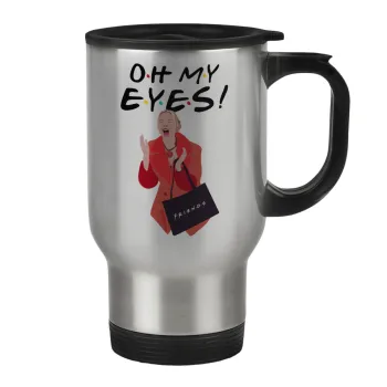 Friends,. oh my eyes Phoebe, Stainless steel travel mug with lid, double wall 450ml