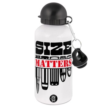 Size matters, Metal water bottle, White, aluminum 500ml