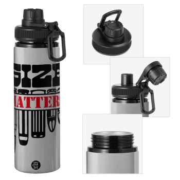 Size matters, Metallic water bottle with safety cap, 850ml aluminum